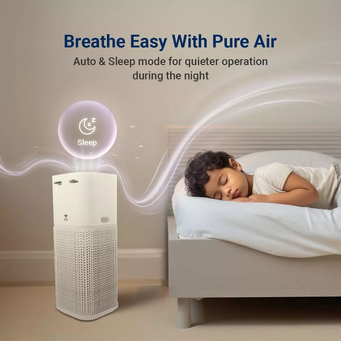 Forbes 355 Surround 360° Air Purifier True HEPA H13 Filter 4 Stage Purification Up to 480 Sq. Ft. Coverage Area, White