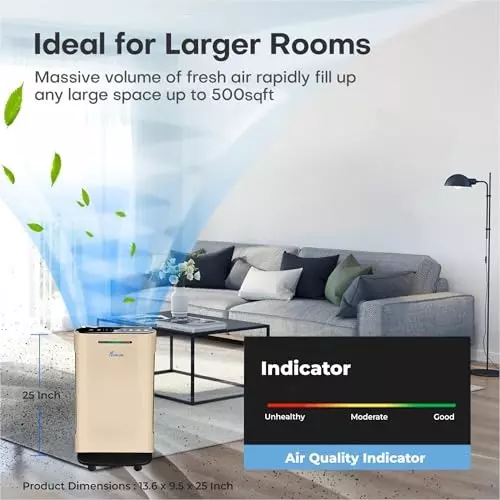 FORUS Hepa Air Purifier Remote Control Gold 46.45 sq. m (‎500 sq. ft) Coverage Area