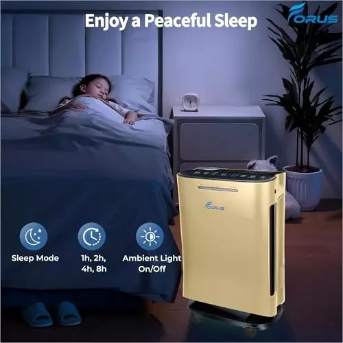 FORUS Hepa Air Purifier Remote Control Gold 46.45 sq. m (‎500 sq. ft) Coverage Area