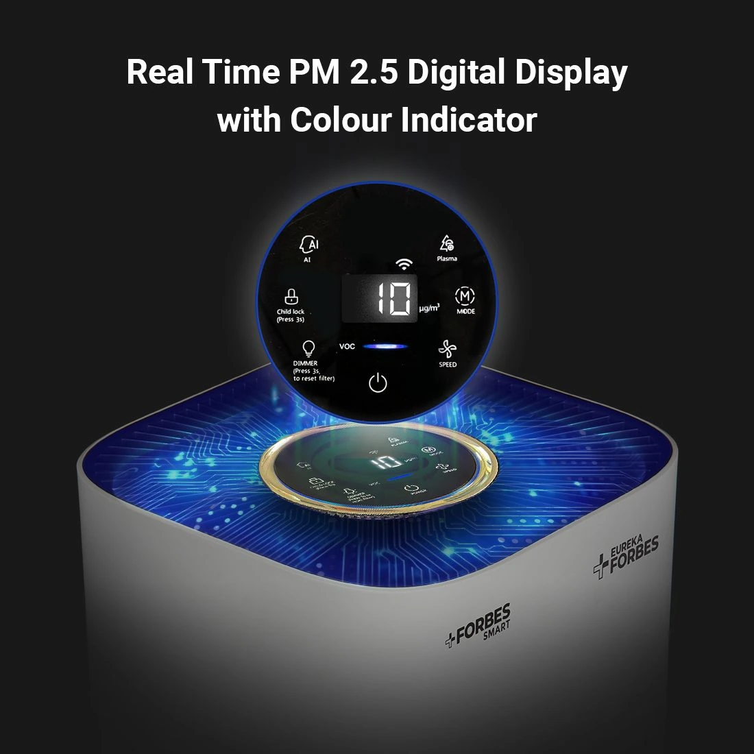 Forbes Smart 500 Surround 360° Air Purifier True HEPA H13 Filter 4 Stage Purification Up to 670 Sq. Ft. Coverage Area, White