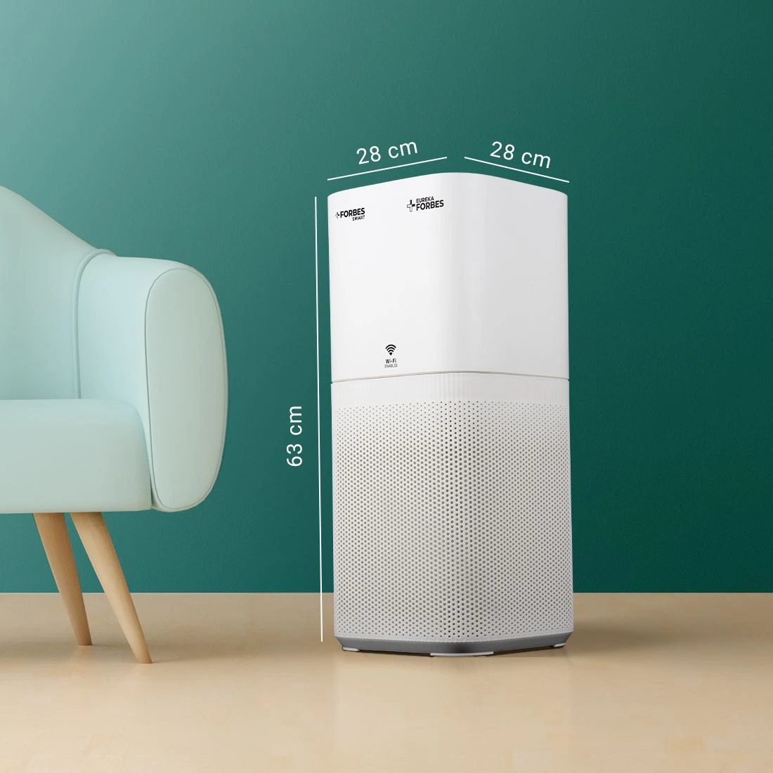 Forbes Smart 500 Surround 360° Air Purifier True HEPA H13 Filter 4 Stage Purification Up to 670 Sq. Ft. Coverage Area, White