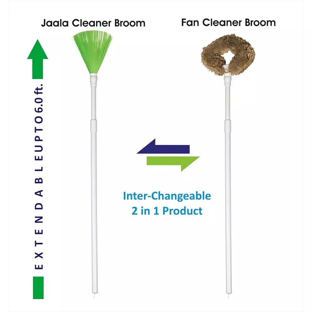 Vimal Roma 2 in 1 Broomstick with Extendable Plastic Handle Multicolor 18x160 cm for Floor & Wall Cleaning