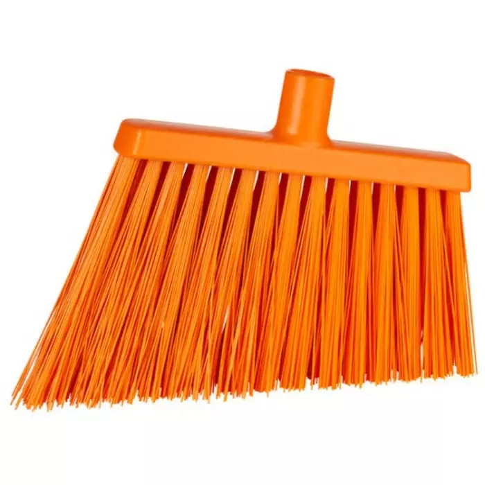 VIKAN Broom Orange With Polyester, Polypropylene & Stainless Steel Bristles for Food Industry Wet Floors, 29149