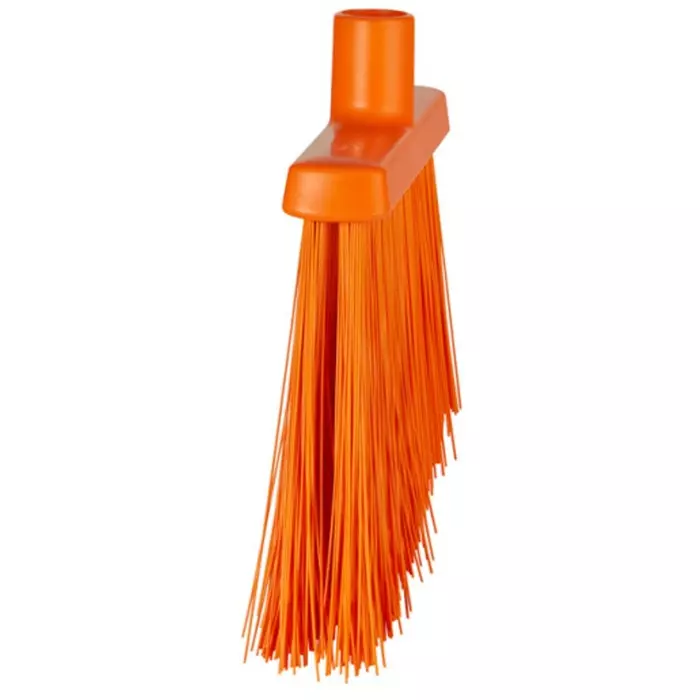 VIKAN Broom Orange With Polyester, Polypropylene & Stainless Steel Bristles for Food Industry Wet Floors, 29149