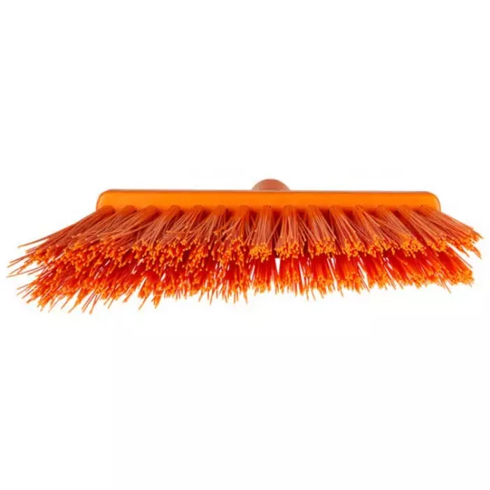 VIKAN Broom Orange With Polyester, Polypropylene & Stainless Steel Bristles for Food Industry Wet Floors, 29149