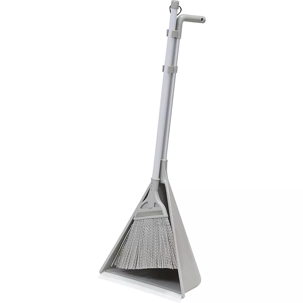 MonotaRO Broom Dustpan Set, Stand Type Gray Broom: 26 mm, dustpan: 210 mm Length, Synthetic fibers (1 Kit)