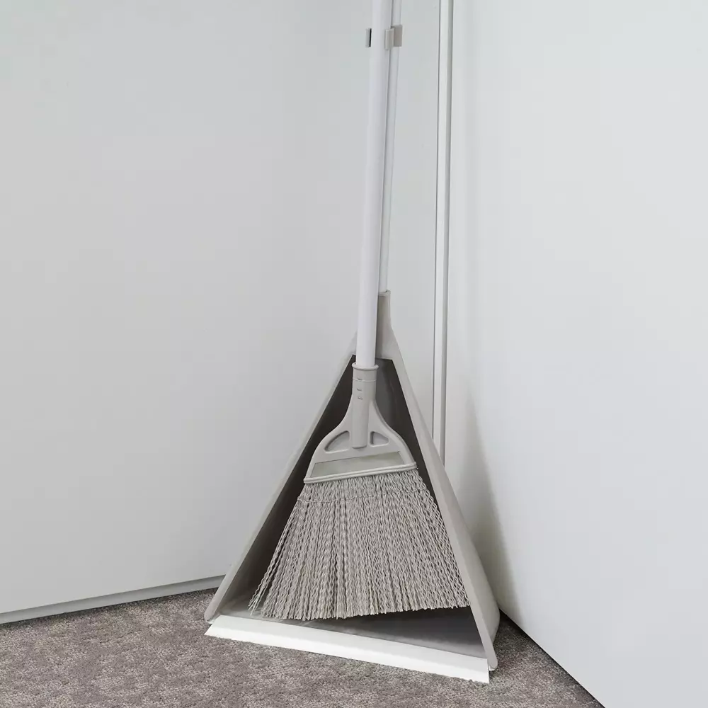 monotaro-broom-dustpan-set-stand-type-gray-broom-26-mm-dustpan-210-mm-length-synthetic-fibers-1-kit