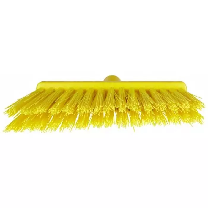 VIKAN Broom Yellow With Polyester, Polypropylene & Stainless Steel Bristles for Food Industry Wet Floors, 29147