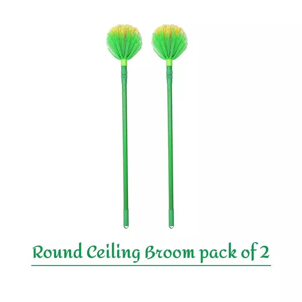 GENERIC Round Ceiling Broom Color May Vary Extendable Size Upto 143 cm Plastic and Metal Body, (Pack of 2)