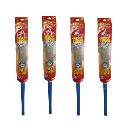 Gala No Dust Broom XL Size Blue Fiber Brush Material Plastic Handle Material 100 cm for Home & Office Use, (Pack of 4 Pcs)