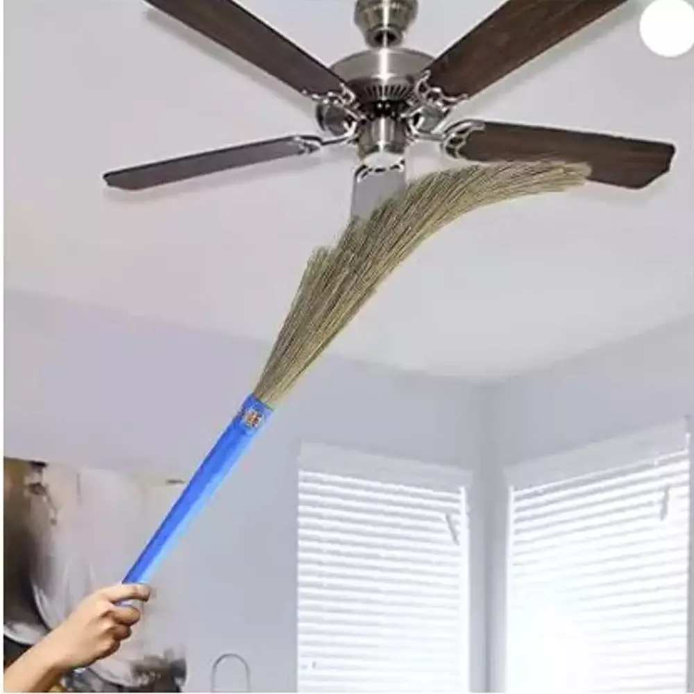 Gala No Dust Broom XL Size Blue Fiber Brush Material Plastic Handle Material 100 cm for Home & Office Use, (Pack of 4 Pcs)