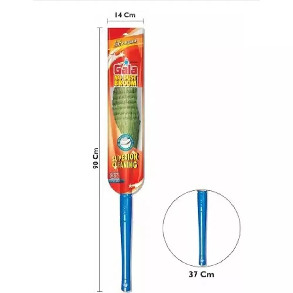 Gala No Dust Broom Blue Microfibre Brush Material Plastic Handle Material 90 cm for Home & Office Use, (Pack of 4 Pcs)