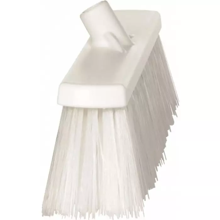 VIKAN Broom White With Polyester, Polypropylene & Stainless Steel Bristles for Food Industry Wet Floors, 29209