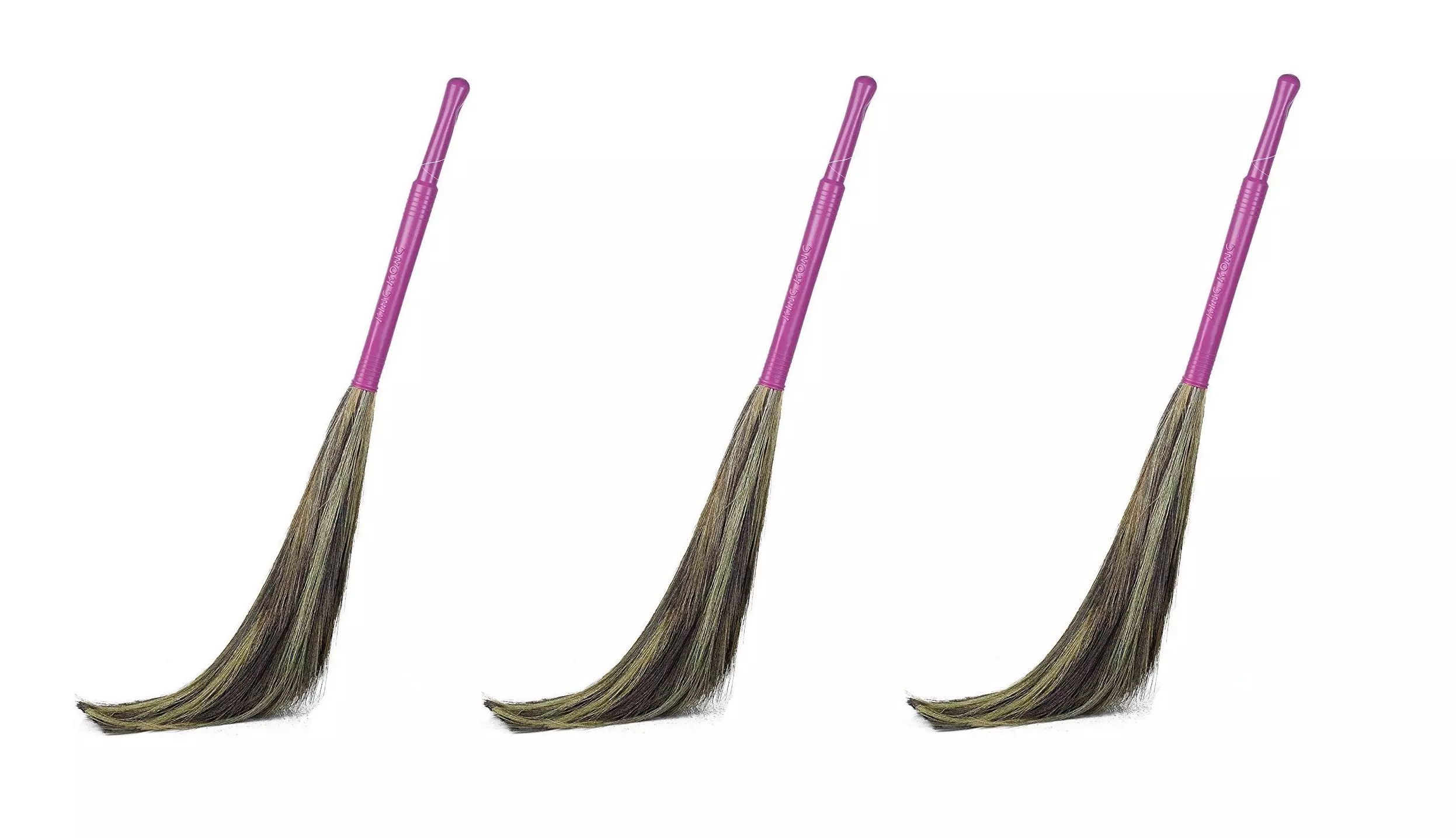 Gala King Kong Broom Pink Grass Brush Material Plastic Handle Material for Home & Office Use, (Pack of 3 Pcs)