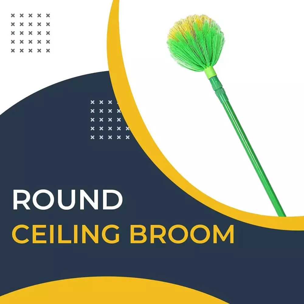 GENERIC Round Ceiling Broom Color May Vary Extendable Size Upto 143 cm Plastic and Metal Body, (Pack of 5)