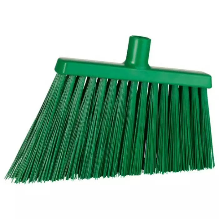 VIKAN Broom Green With Polyester, Polypropylene & Stainless Steel Bristles for Food Industry Wet Floors, 29143