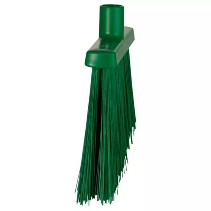 VIKAN Broom Green With Polyester, Polypropylene & Stainless Steel Bristles for Food Industry Wet Floors, 29143