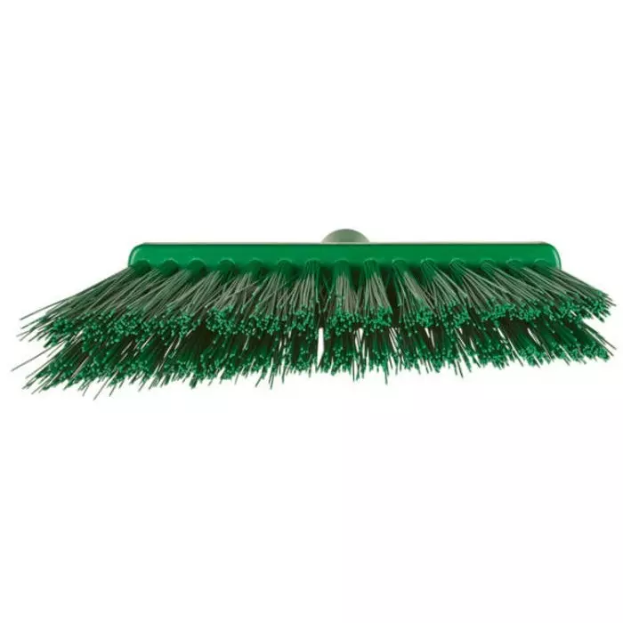 VIKAN Broom Green With Polyester, Polypropylene & Stainless Steel Bristles for Food Industry Wet Floors, 29143