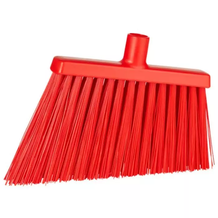 VIKAN Broom Red With Polyester, Polypropylene & Stainless Steel Bristles for Food Industry Wet Floors, 29145