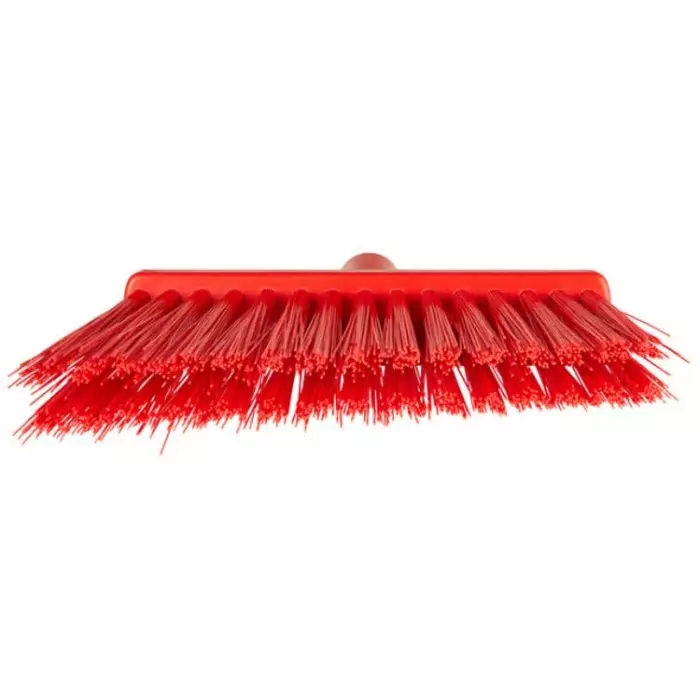 VIKAN Broom Red With Polyester, Polypropylene & Stainless Steel Bristles for Food Industry Wet Floors, 29145