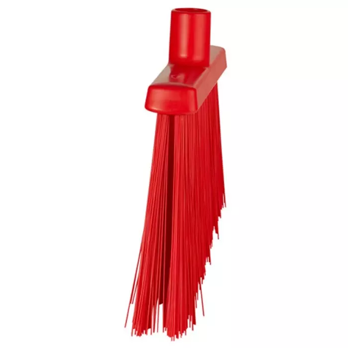 VIKAN Broom Red With Polyester, Polypropylene & Stainless Steel Bristles for Food Industry Wet Floors, 29145