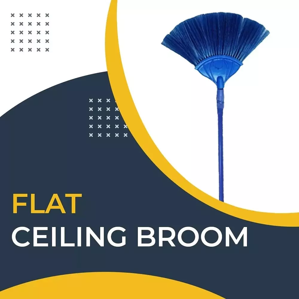 GENERIC Flat Ceiling Broom Color May Vary Extendable Size Upto 170 cm Plastic and Metal Body, (Pack of 5)