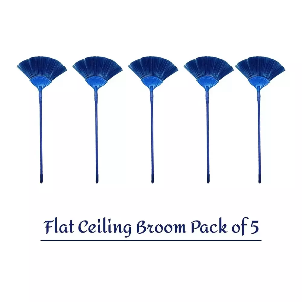 GENERIC Flat Ceiling Broom Color May Vary Extendable Size Upto 170 cm Plastic and Metal Body, (Pack of 5)