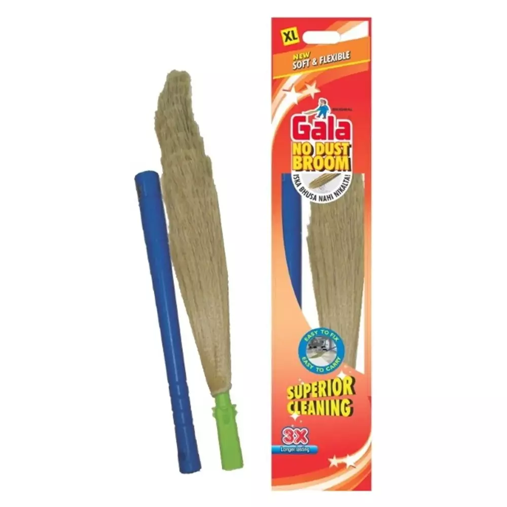 Gala Modular No Dust Broom XL Size Blue Fiber Brush Material Plastic Handle Material 100 cm for Home & Office Use