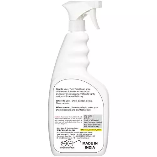 TetraClean Deodorizer and Disinfectant Spray 500 ml for All Types of Shoes, Socks and Shoe Racks