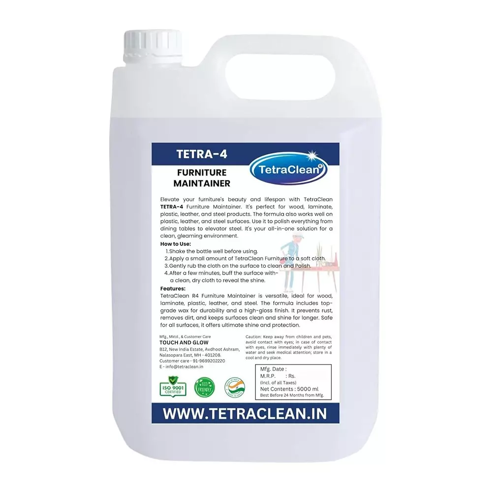 TetraClean 5 L Furniture Maintainer Polish Fresh Scent for Wood, Leather, Steel, Laminate & Plastic, Tetra_4