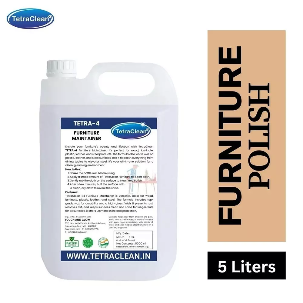 TetraClean 5 L Furniture Maintainer Polish Fresh Scent for Wood, Leather, Steel, Laminate & Plastic, Tetra_4
