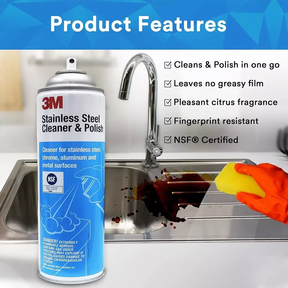 3M Stainless Steel Cleaner & Polish 621 ml Aerosol Form Citrus