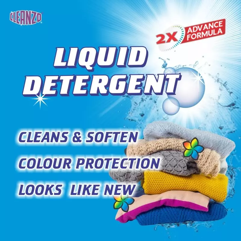 Cleanzo UltraWash Liquid Detergent 1 L Grapefruit Fragrance For Top Load & Front Load Washing Machines