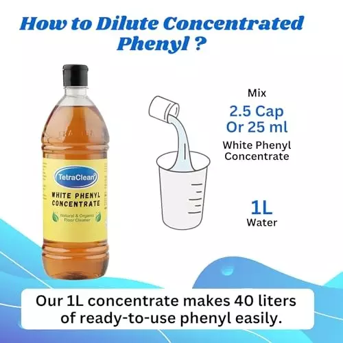 TetraClean Phenyl Concentrate Disinfectant and Washroom Floor Stain Remover 1 L Rose Scent Acid Free Biodegradable