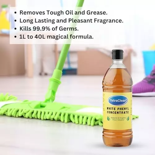 TetraClean Phenyl Concentrate Disinfectant and Washroom Floor Stain Remover 1 L Rose Scent Acid Free Biodegradable