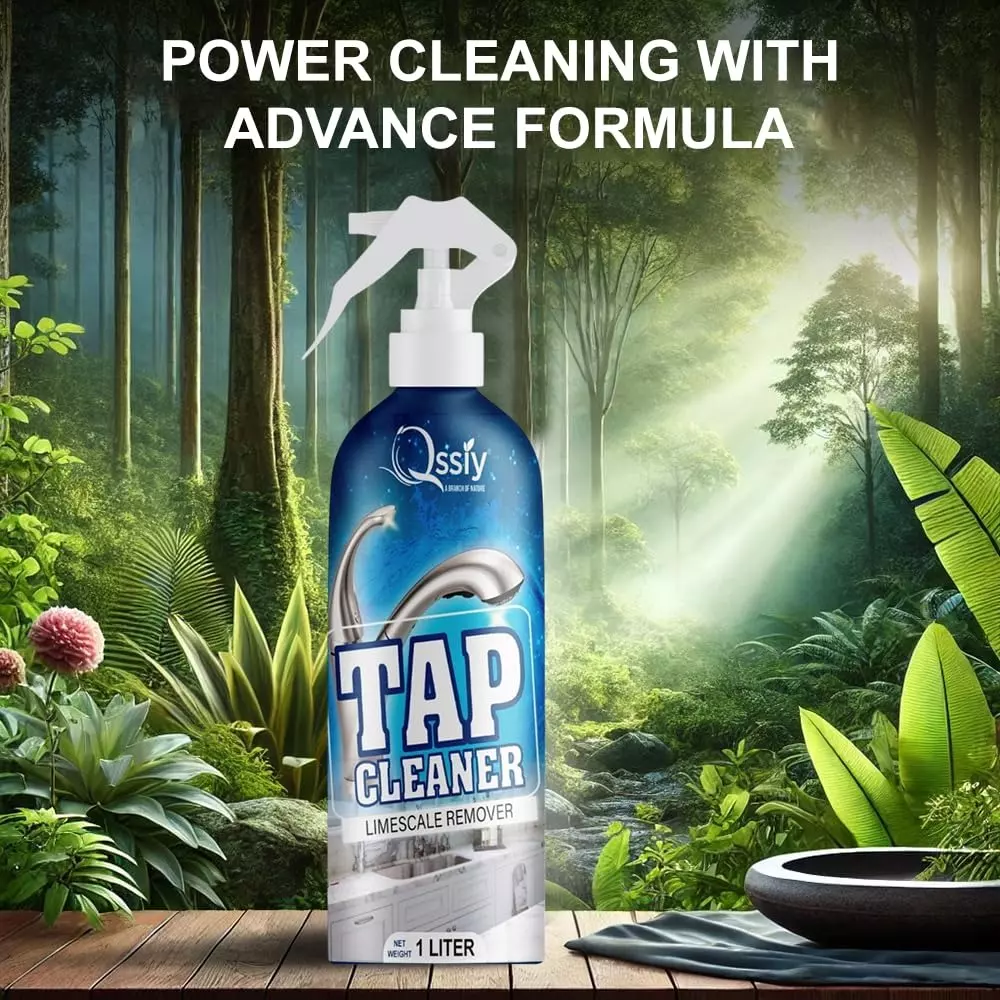 Qssiy Bathroom Tap Cleaner Liquid Spray 1 L Lemon Scent Stainless Steel For Bathroom Taps, Washbasins, Floor Tiles