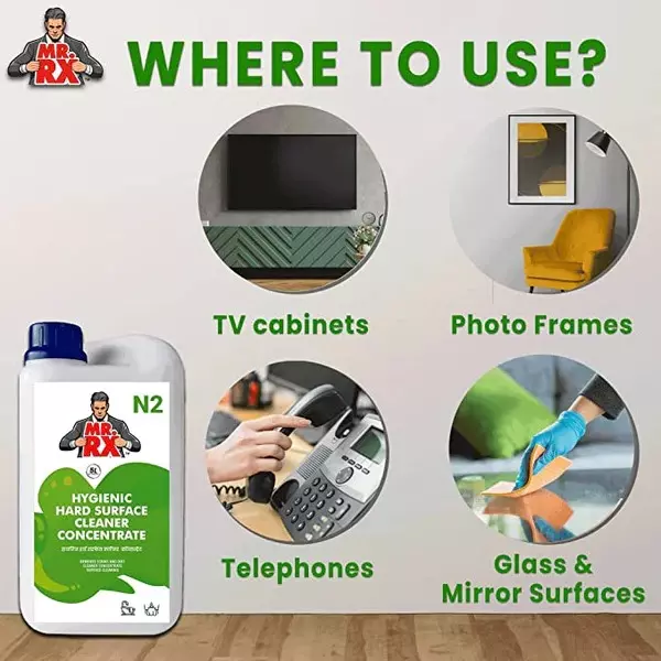 Mr. RX N2 Hygienic Hard Surface Concentrate Cleaner 5 L Can Liquid Aroma for TV Cabinet, Glass & Photo Frame