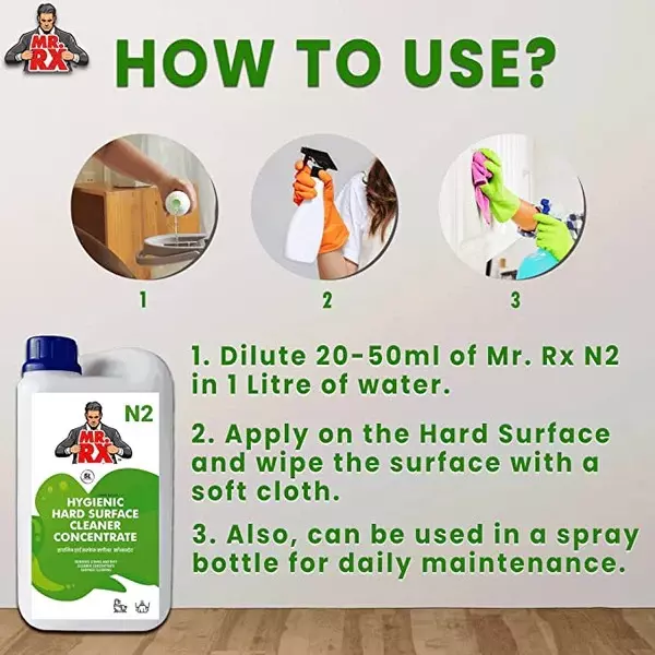 Mr. RX N2 Hygienic Hard Surface Concentrate Cleaner 5 L Can Liquid Aroma for TV Cabinet, Glass & Photo Frame