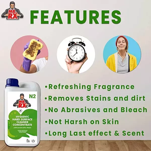 Mr. RX N2 Hygienic Hard Surface Concentrate Cleaner 5 L Can Liquid Aroma for TV Cabinet, Glass & Photo Frame