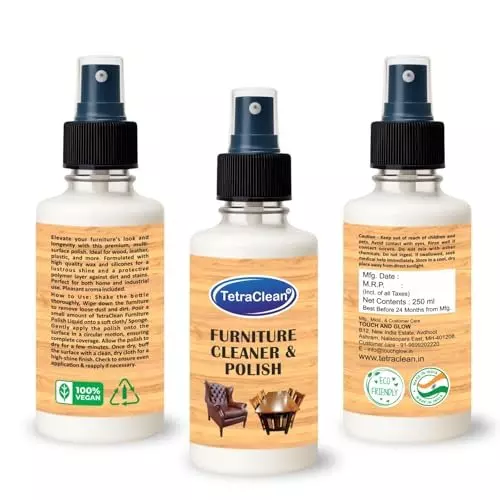 TetraClean Furniture Cleaner & Polish Spray 250 ml Fresh Scent pH Neutral Eco-Friendly for Wood, Leather, Laminates, Metal