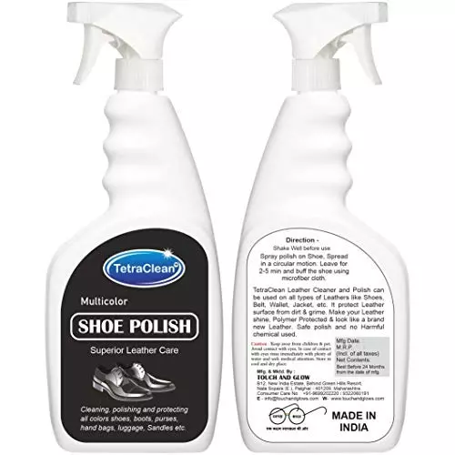 TetraClean Shoe Polish Spray 500 ml for Leather, Nubuck, Synthetic Leather