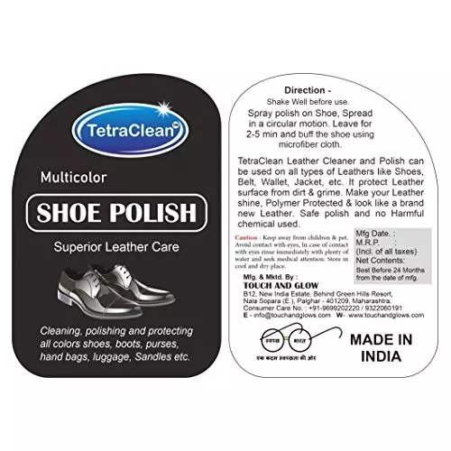 TetraClean Shoe Polish Spray 500 ml for Leather, Nubuck, Synthetic Leather