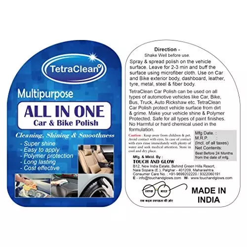 TetraClean Multipurpose All In One Spray Polish 500 ml Polymer 500 Grit for Automotive