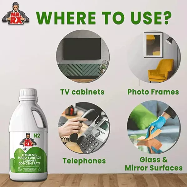 Mr. RX N2 Hygienic Hard Surface Concentrate Cleaner 1 L Bottle Liquid Aroma for TV Cabinet, Glass & Photo Frame