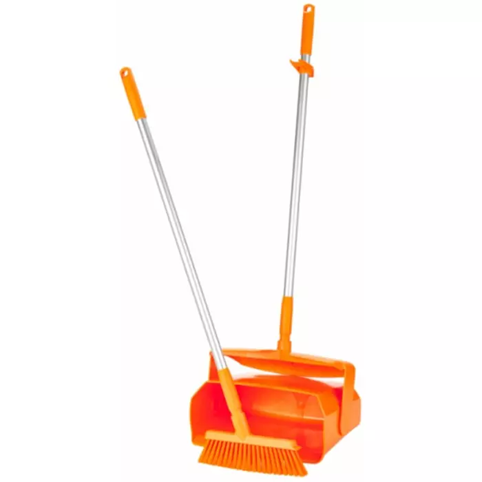 VIKAN Dustpan Brush Polyester, Polypropylene & Stainless Steel Orange for Cleaning, 56657