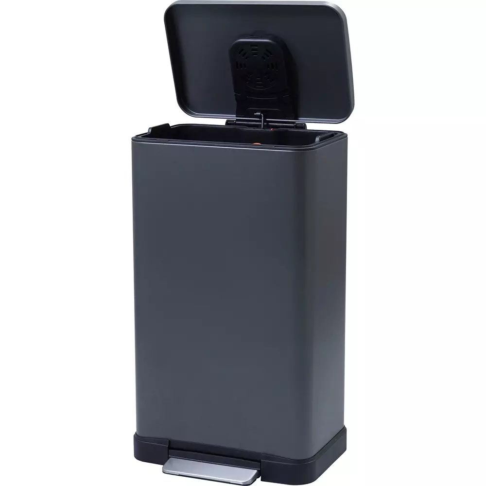 monotaro-stainless-steel-square-pedal-operated-trash-can-with-soft-close-function-titanium-gray-45l