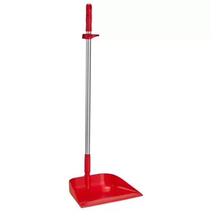 VIKAN Dust Pan Polypropylene Red with Anodised Aluminium Handle for Cleaning, 56624