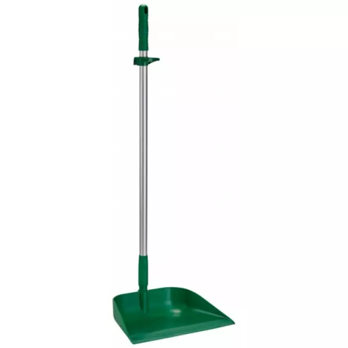 VIKAN Dust Pan Polypropylene Green with Anodised Aluminium Handle for Cleaning, 56622