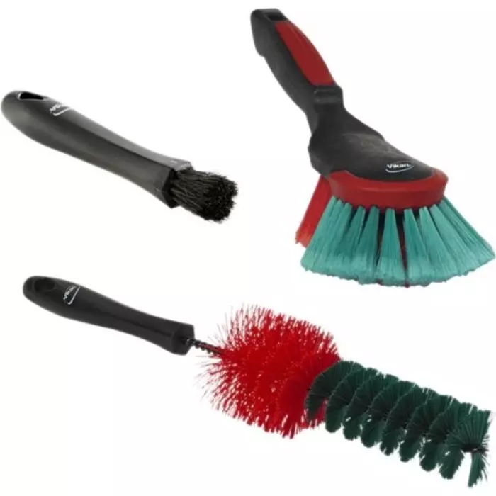 VIKAN Hand Brush Soft Polyester Bristles Black & Red 24 mm, 40 mm, 521052
