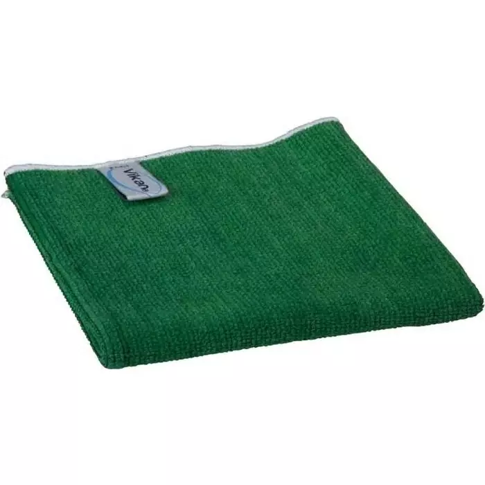 VIKAN Basic Microfibre Cloth Green 320x320 mm Wet/Dry Use for General Cleaning, 691132 (Pack of 5 Pcs)